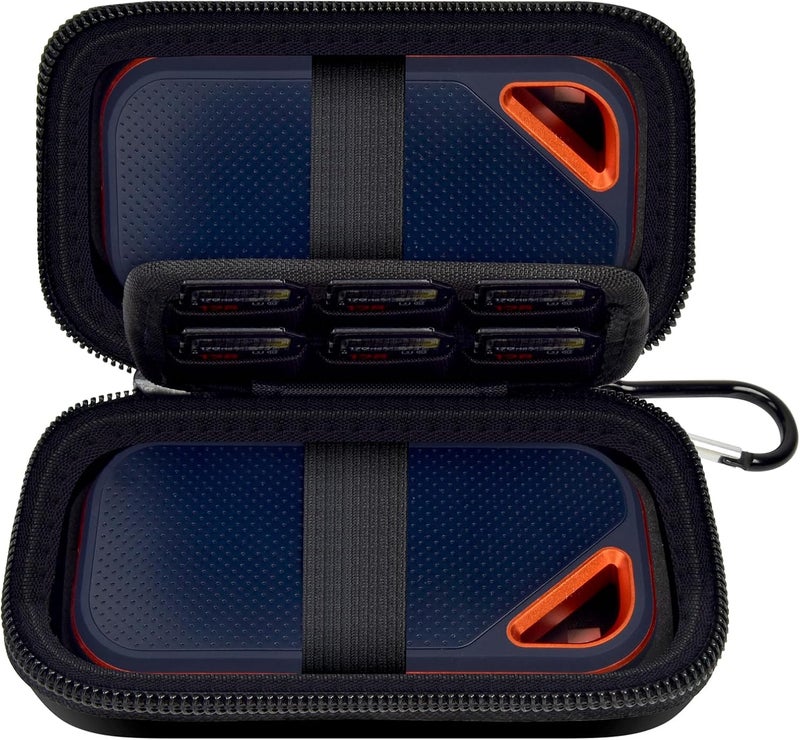 Comecase حافظة متوافقة مع SanDisk Extreme Pro/لـ SanDisk Portable SSD 1TB 2TB 4TB 500GB/ لـ Crucial X10 X9 محرك أقراص الحالة الصلبة الخارجي، حقيبة تخزين للسفر لبطاقة الذاكرة SD - أسود (الصندوق فقط) - Image 1